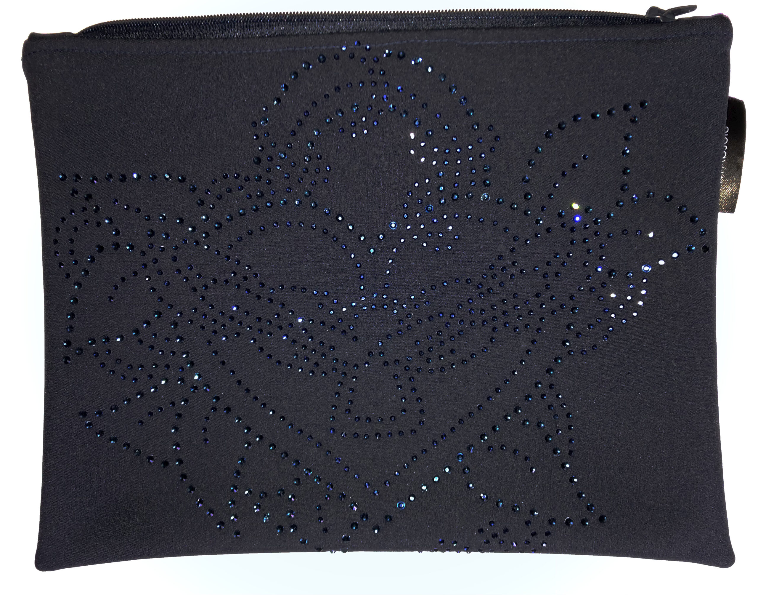 GRANDE POCHETTE "LOUISE " bleu marine SOFTSHELL avec strass "coeur & cadenas"