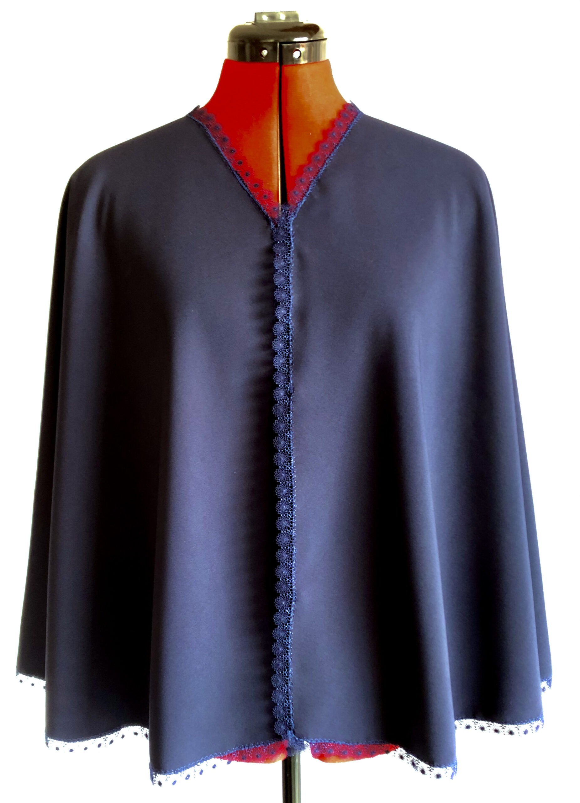 CAPELET DOUBLE WAVE « CALISTE » BLEU MARINE AVEC DENTELLE ET STRASS CAPELET DOUBLE WAVE « CALISTE » BLEU MARINE AVEC DENTELLE ET STRASS