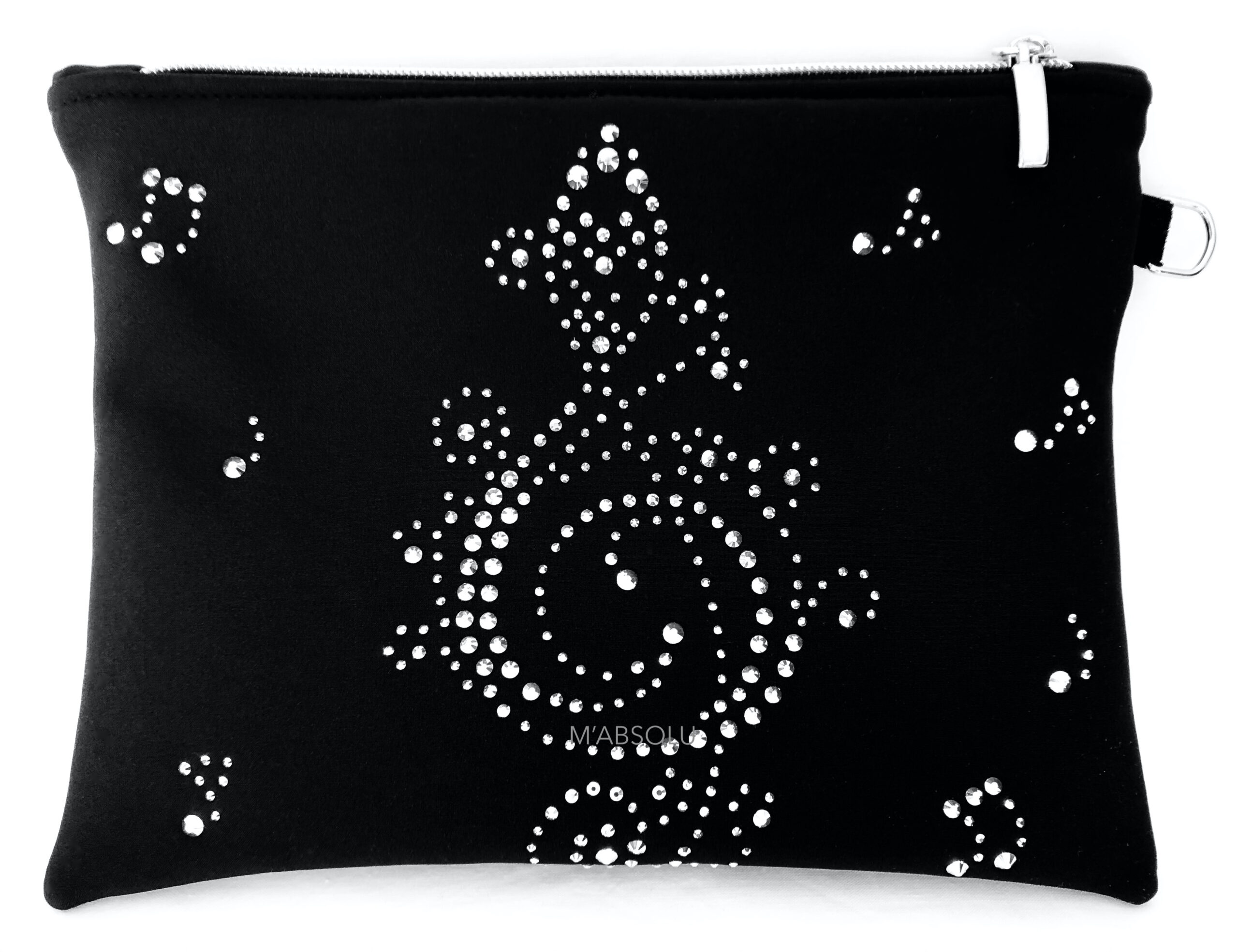 POCHETTE "LOUISE " noire SOFTSHELL avec strass "musique"