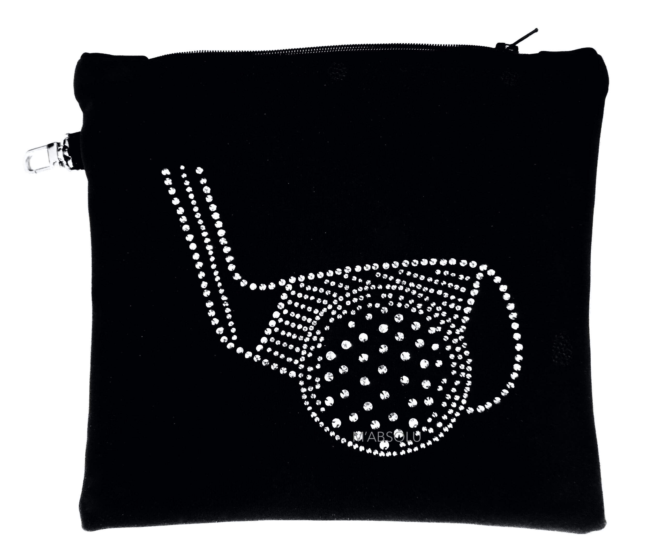 POCHETTE "LOUISE " NOIRE SOFTSHELL AVEC STRASS "GOLF"